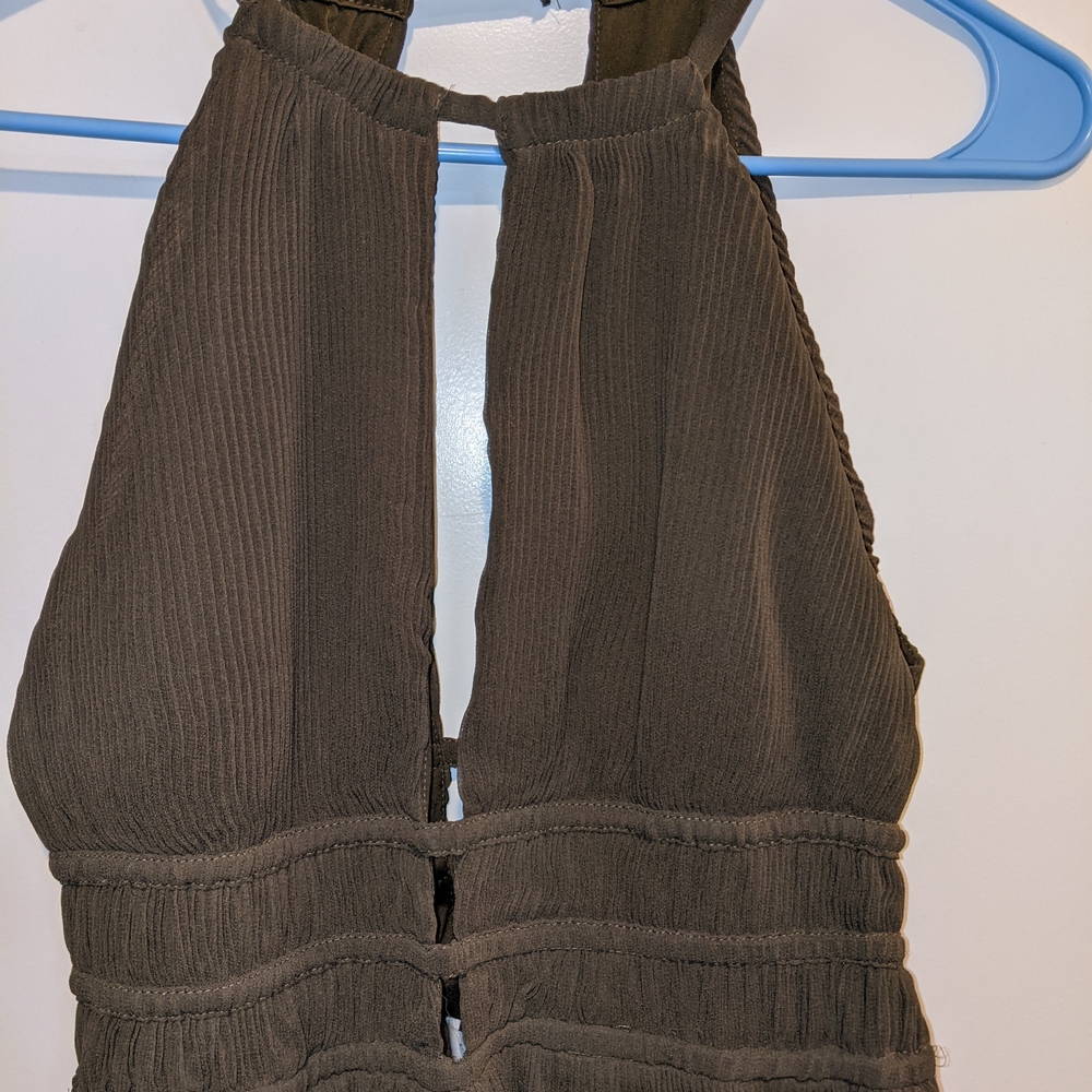 H&M Olive Green Midi Dress Button Closure Size 8 Nwot